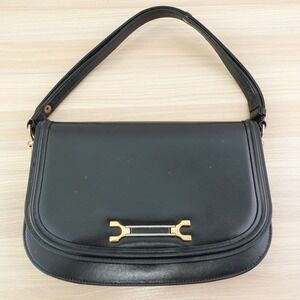VTG Saddle Shoulder Bag 2Way S Black Cowhide Horsebit Adjustable MARQUISE JAPAN